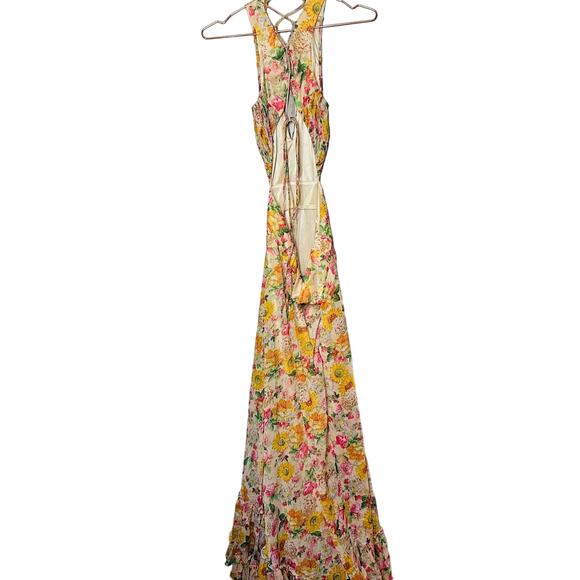 Mac Duggal 9174 Long Formal Multicolored Floral Print Chiffon Gown Dress Size 10 - Picture 3 of 16